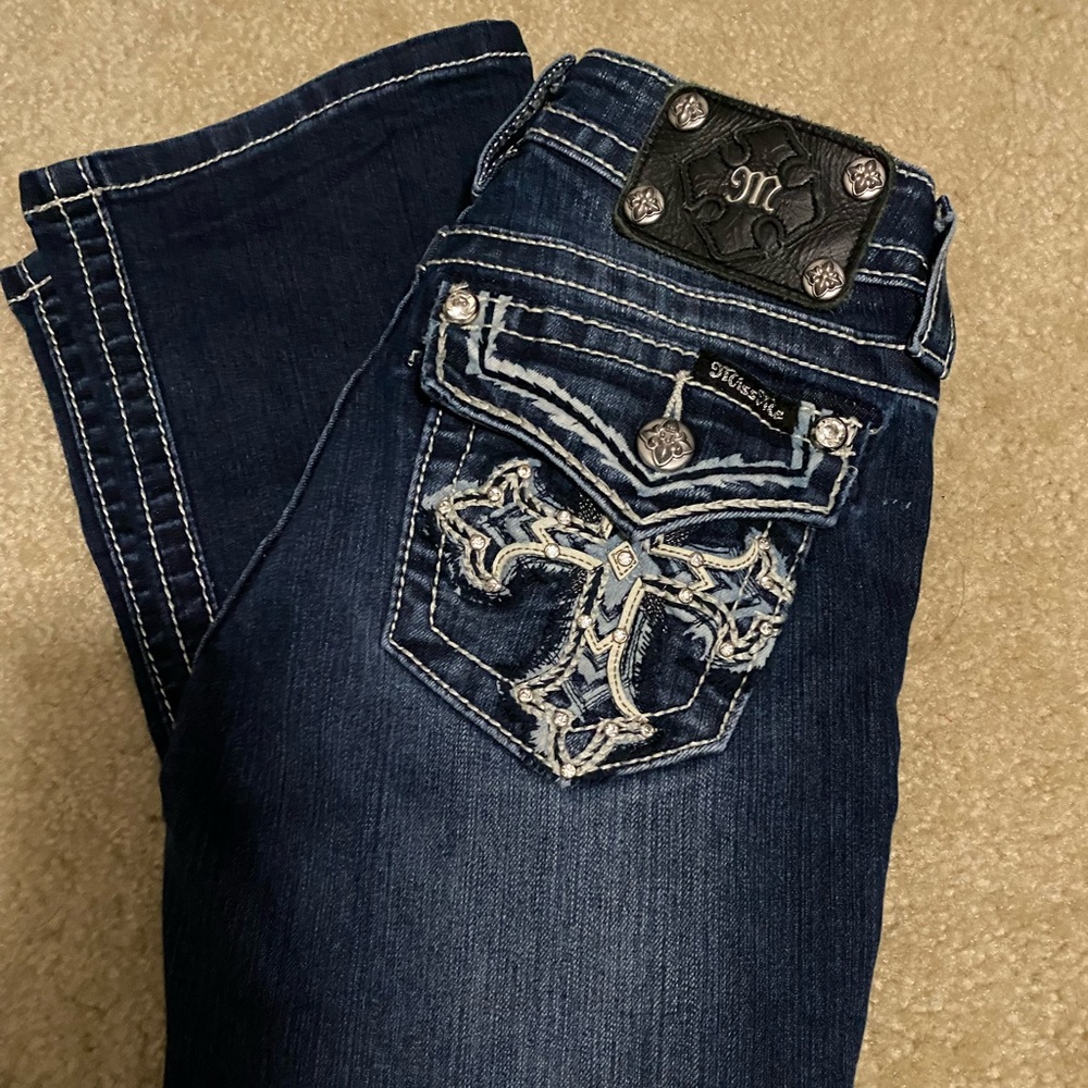 Miss Me Bling Cross Boot Cut Jeans